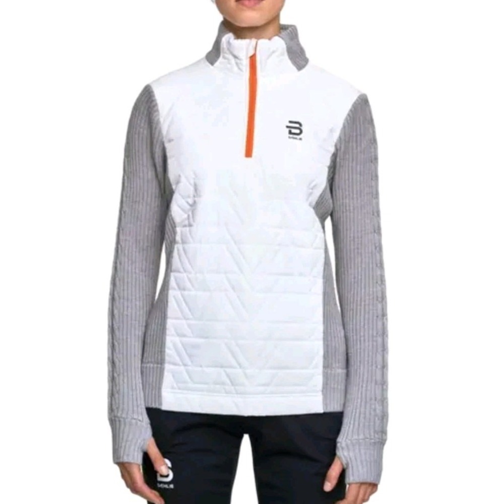 Bjorn Daehlie Half Zip Comfy Sweater‎ Pullover Wool 1/4 Zip Womens S White Gray